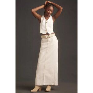Reformation x Anthropologie Myles Denim Maxi Skirt Column Full Length High Rise